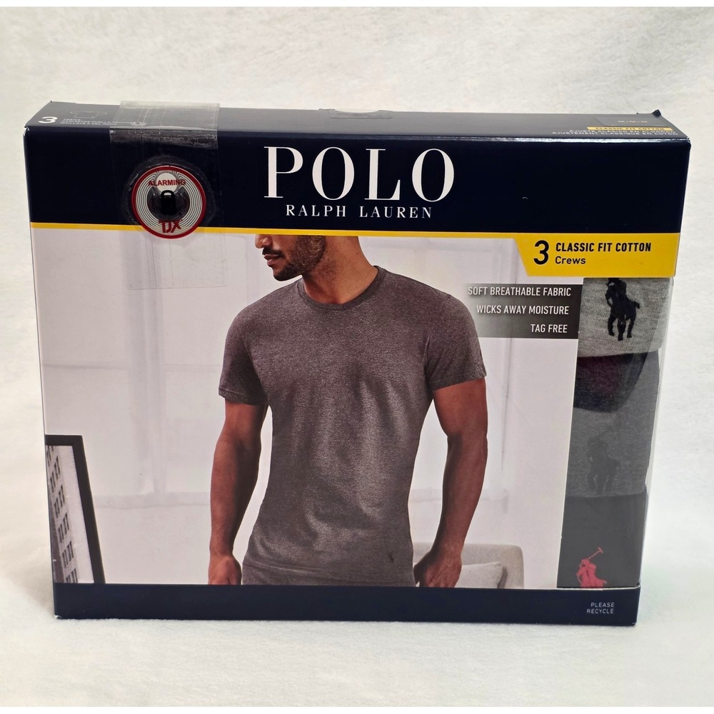 NWT Polo Ralph Lauren Men's Classic Fit Cotton Crew Neck T-Shirts 3-Pack  Size M
